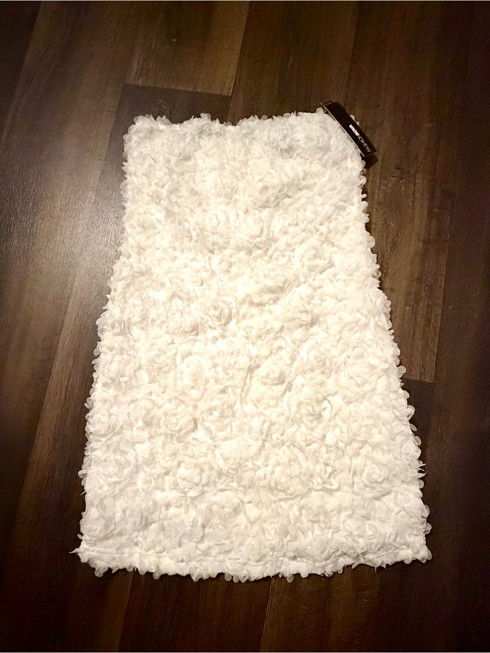 Fashion Nova White 3 D Rosette Mini Tube Dress Size XL NWT Strapeless Floral